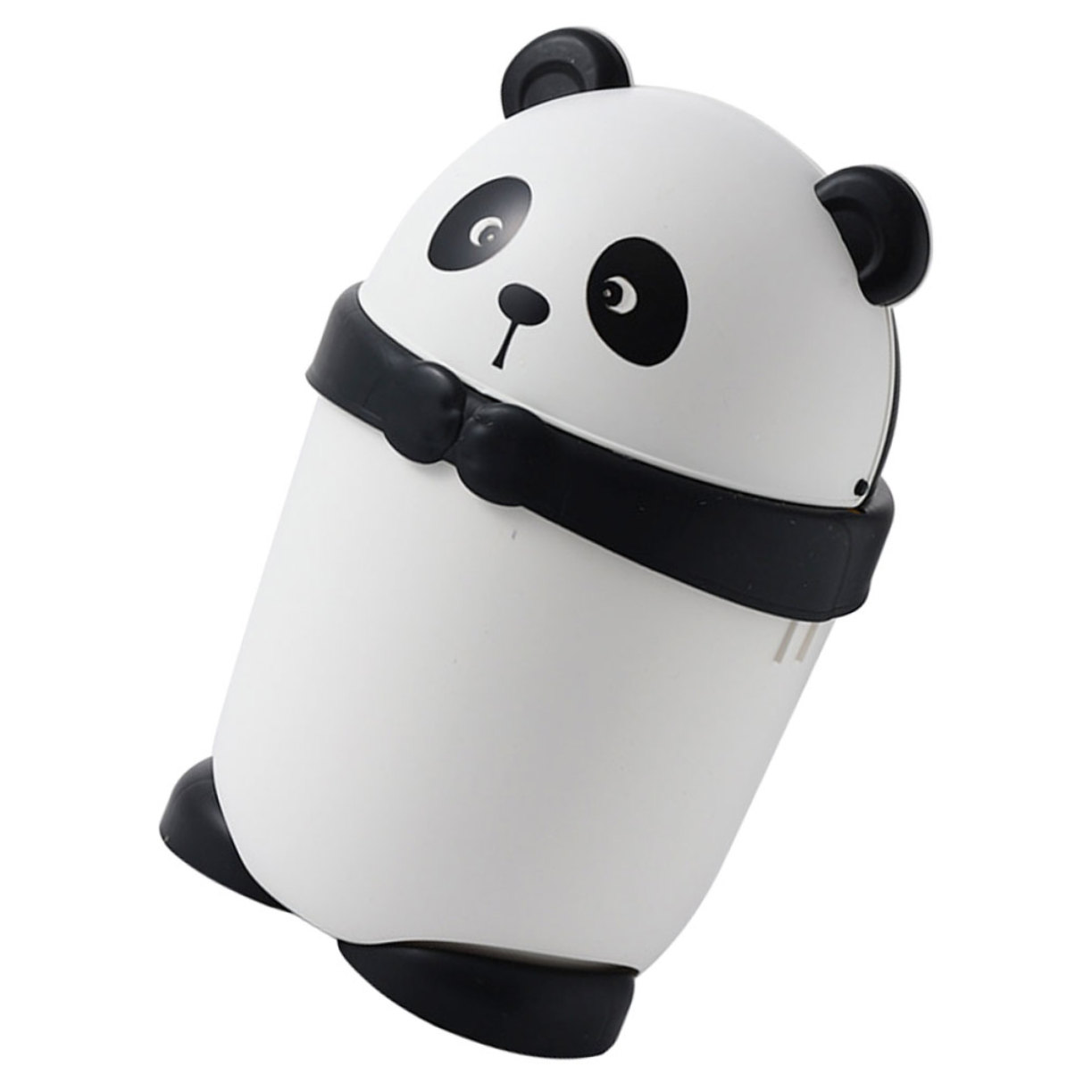 Image of Cute Cartoon Panda Trash Can with Lid Small Plastic Waste Bin for Home Office Kitchen and Bedroom Countertop Garbage Container for Boy Girl and Tidy Spaces