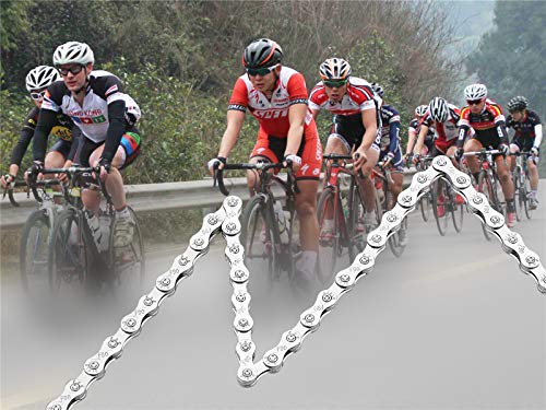 ZHIQIU FSC 9 Speed 116L Bicycle Chain, Silver,Gold (1/2x11/128-Inch) Compatible with 8 Speed (Silver) - Thumbnail 7