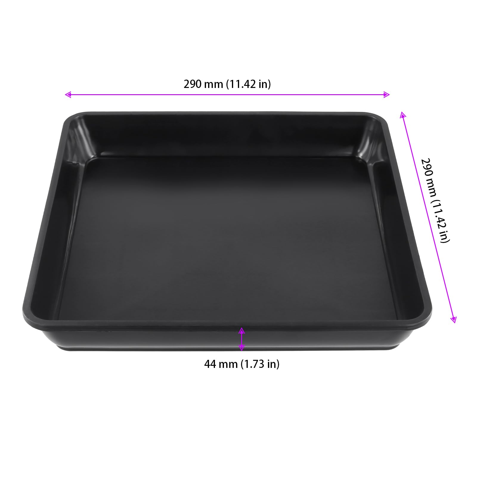 12 Posavasos rectangulares para macetas, 29 x 29 cm, para Plantas Negras, Posavasos rectangulares, de plástico, para Interior y Exterior