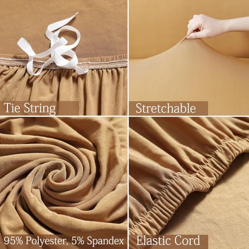 Image of HOKIPO Elastic Stretchable Sofa Cover 2 Seater, Sand Brown (NEW2-AR-4278-E5)