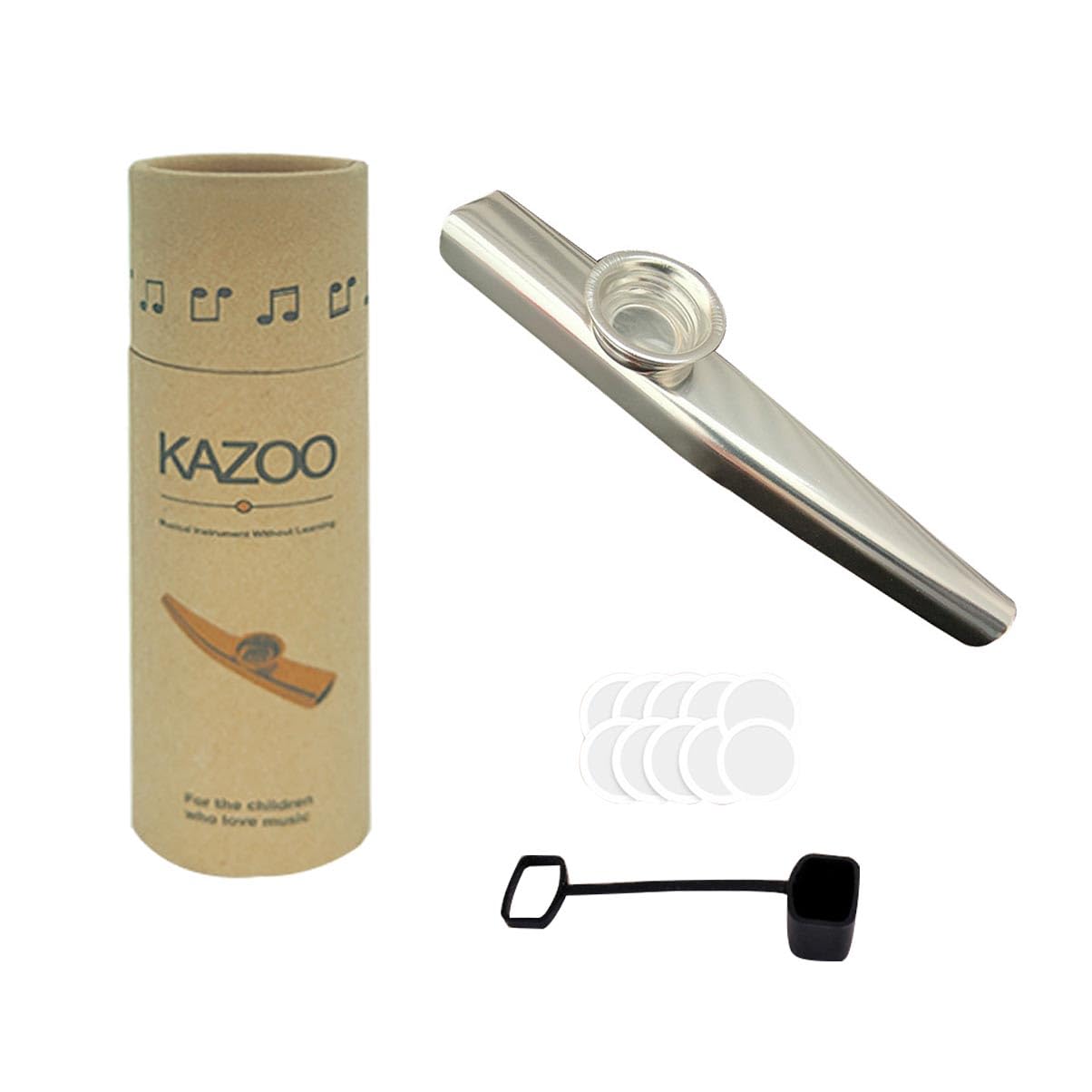 Aluminum Alloy Kazoo with 10 Kazoo Flute Diaphragms a Beautiful Box and Dust hood for Musical Instrument Ukulele