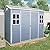 Resin Outdoor Storage Shed with Floor, All-Weather Outdoor Shed with Lockable Door, Window & Sloped Roof, Double Window, Plastic Outside Tool Storage for Garden, Backyard, Patio, Lawn (Grey, 4×8FT)
