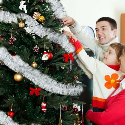 Kapoor Crafts ® Set of 4 White Garland for Christmas Tree Decoration Ornaments Tinsel White Garlands for Xmas Home - Christmas Decorations Items Home Office Railing Decor - (6 Ft Length) - Image 5