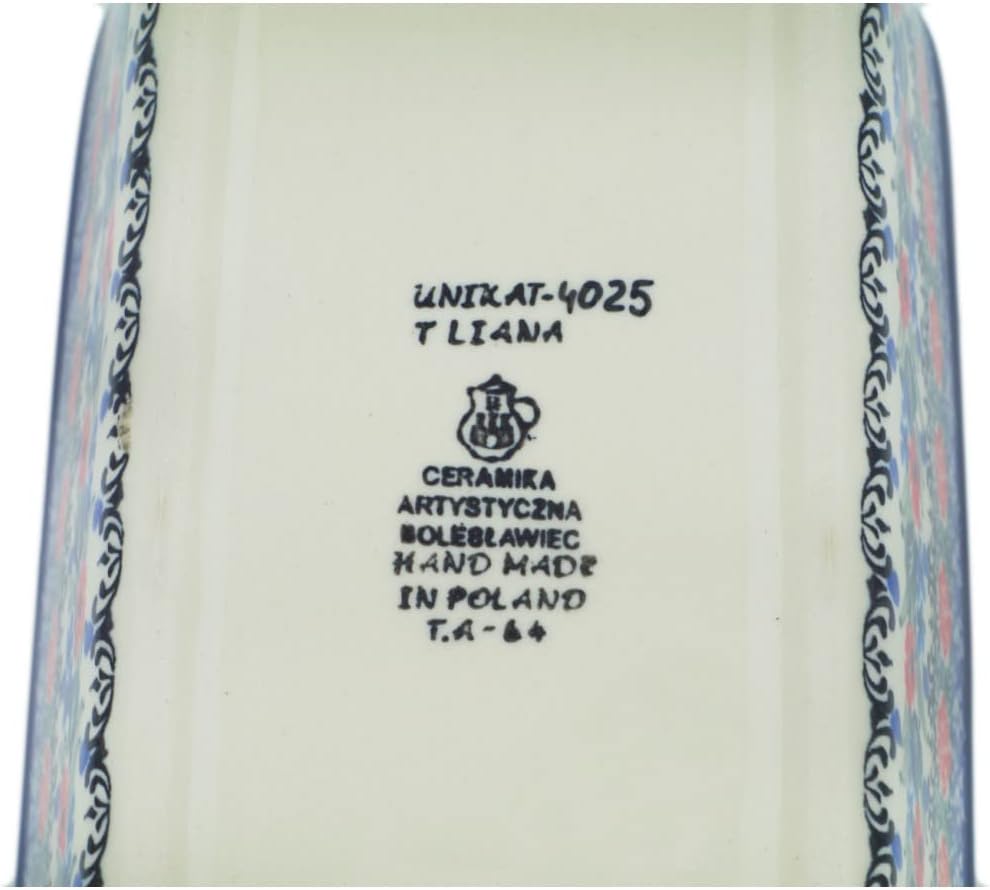 Polmedia Polish Pottery Loaf Pan 8" UNIKAT - Blue Escape Pattern Handmade in Boleslawiec Poland by Ceramika Artystyczna + Certificate of Authenticity