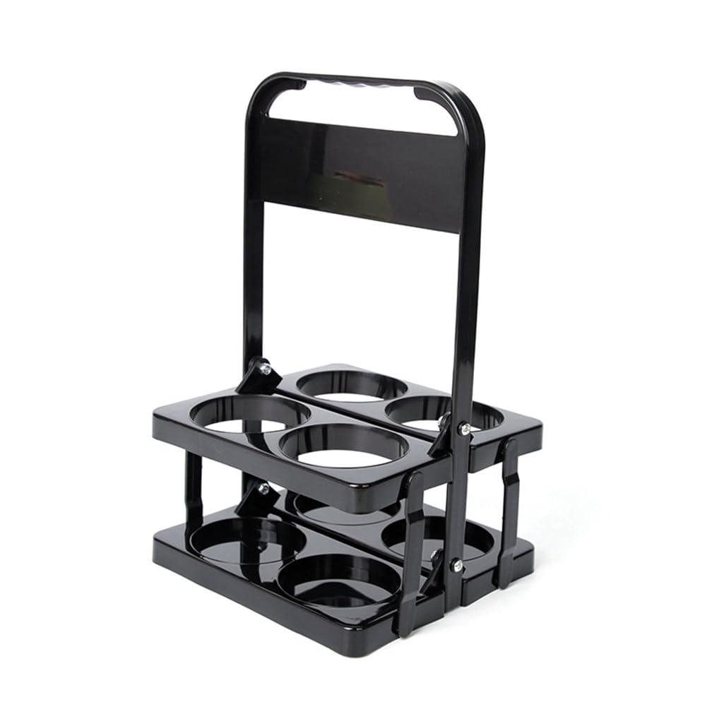 Ksrnsne 4 Holes Foldable Plastic Beverage Carrier,Reusable Drink Holder with Handle Portable Drink Holder Black