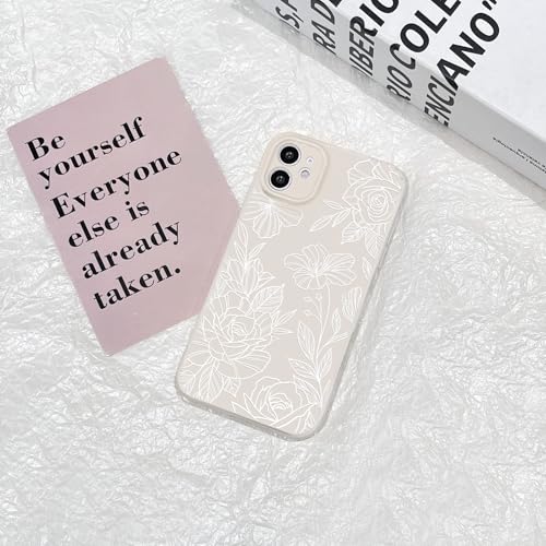 NITITOP Compatible with iPhone 11 Case Cute Aesthetic Floral Flower Rose Line Pattern for Women Girl Trendy Slim Fit TPU Silicone Shockproof Full Camera Protection Cover - White by NITITOP - Image 2