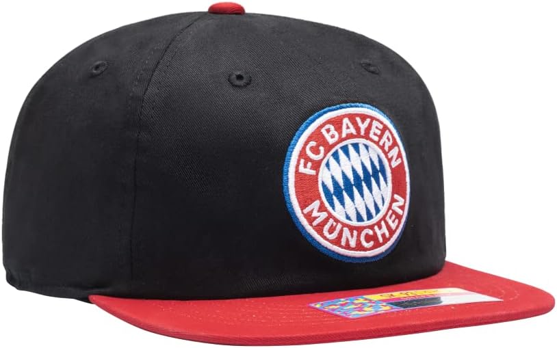 Fan Ink Bayern Munich 'Swingman' Adjustable Snapback Soccer Hat/Cap | Black/Red - Image 3