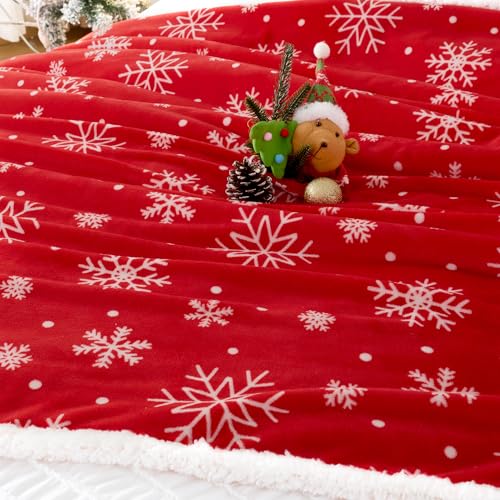 Touchat Red Sherpa Christmas Throw Blanket