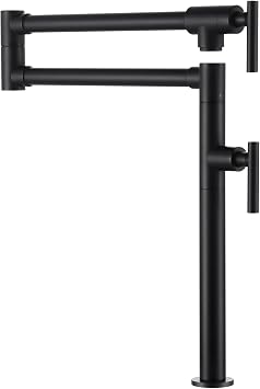 ALEASHA Deck Mount Pot Filler Faucet for Kitchen Sink, Matte Black