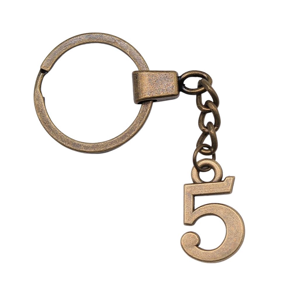 Wysiwyg Unisex A05-1Pcs-25X16mm 1Pcs 25X16mm Number 5 Charms Keyrings Antique Bronze Color Zinc Alloy Ring Size 30Mm