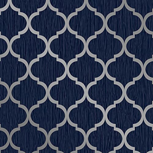Crystal Trellis Wallpaper Blue/Silver Debona 8894