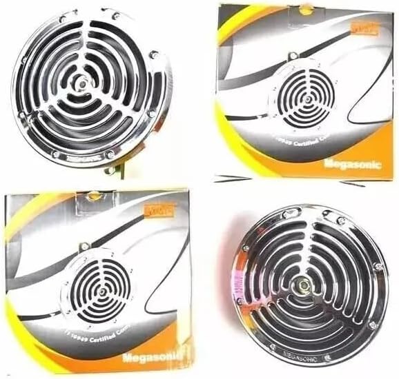 Megasonic 12V Horn Set for Royal Enfield Himalayan | High Tone 395Hz & Low Tone 315Hz | Durable Alloy Steel Electric Horn | Universal Fit for Bikes & Cars