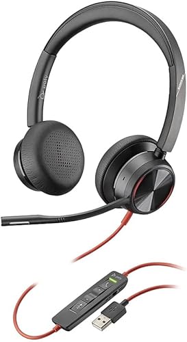 Poly Blackwire 8225 - Auriculares con cable con micrófono Boom (Plantronics) - Auriculares de computadora de doble oreja (estéreo) - USB-A para