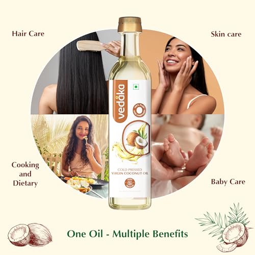 Image of Amazon Brand - Vedaka Cold Pressed Virgin Coconut Oil | 500 Ml Bottle | 100% Pure | Effective with Good Smell (Pack of 2)