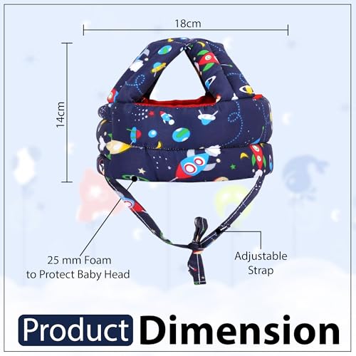 Image of GLUN Pack of 1 Baby Head Safety Cushing Helmet Navy Blue Colour, 6-12 Months Cushion Lightweight & Breathable Head Protector Helmet, Crawling & Running for Infants, Soft Cushion Headguard