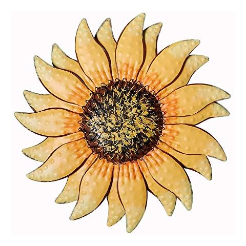 Hanizi Metal Sunflower Wall Art Wall Decor Fence Decor Yard Wall Hanging Sculptures Decor Cover