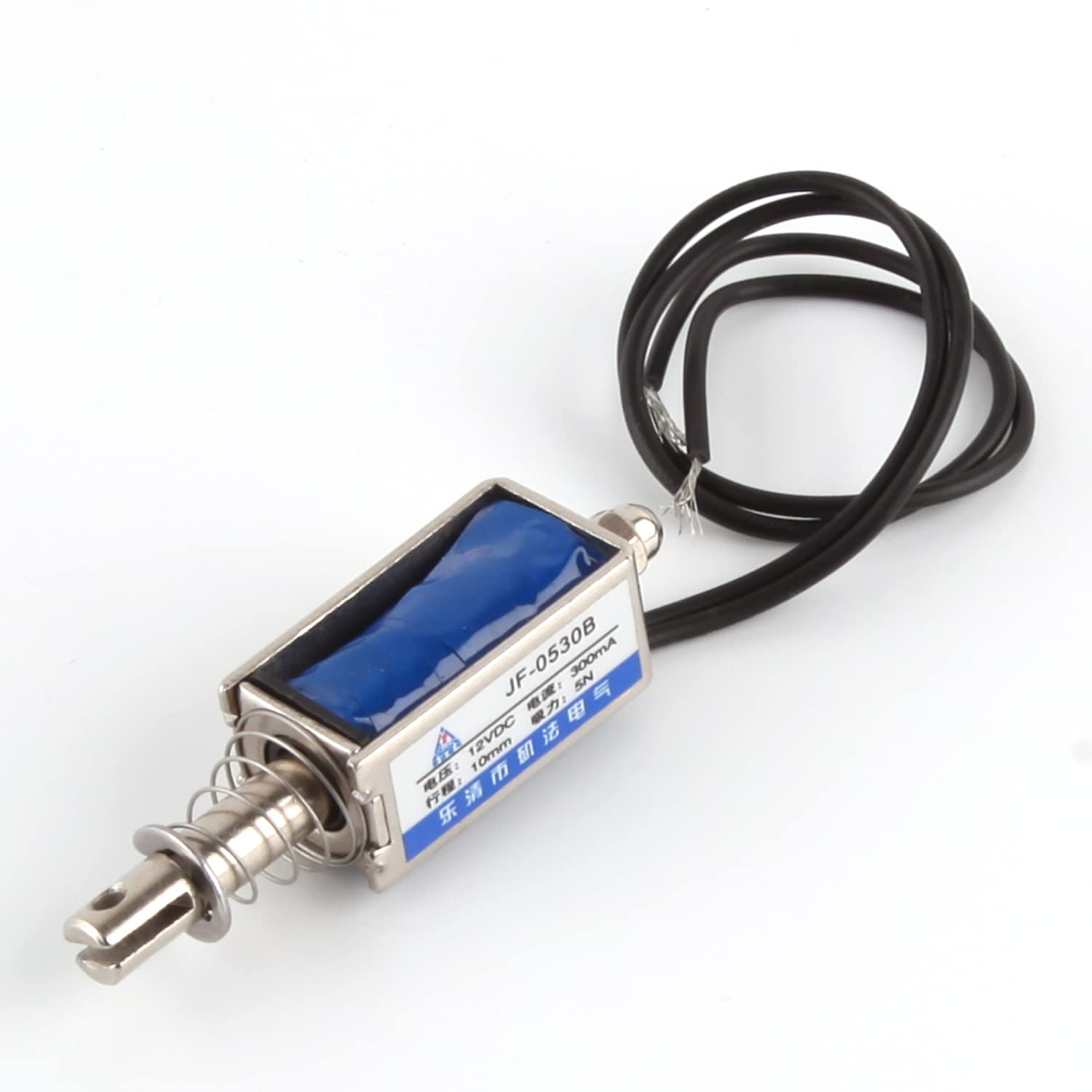 Fielect DC 12V 5N Push Pull Solenoid Electromagnet, 0.3A 3.6W 10mm Stroke, Open Frame Type, Linear Motion, JF-0530B