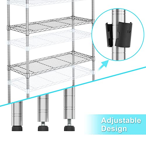 Auslar 5-Shelf Storage Shelves Heavy Duty 5 Tiers Standing Large Shelving Units Adjustable Metal Organizer Wire Rack, 14" X 36" X 72", Chrome #TOP5