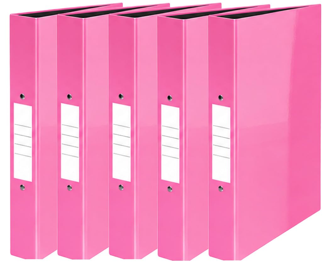 Nobel 25mm 2 Ring Polypropylene Gloss Binder A4 (5, Gloss Pink)