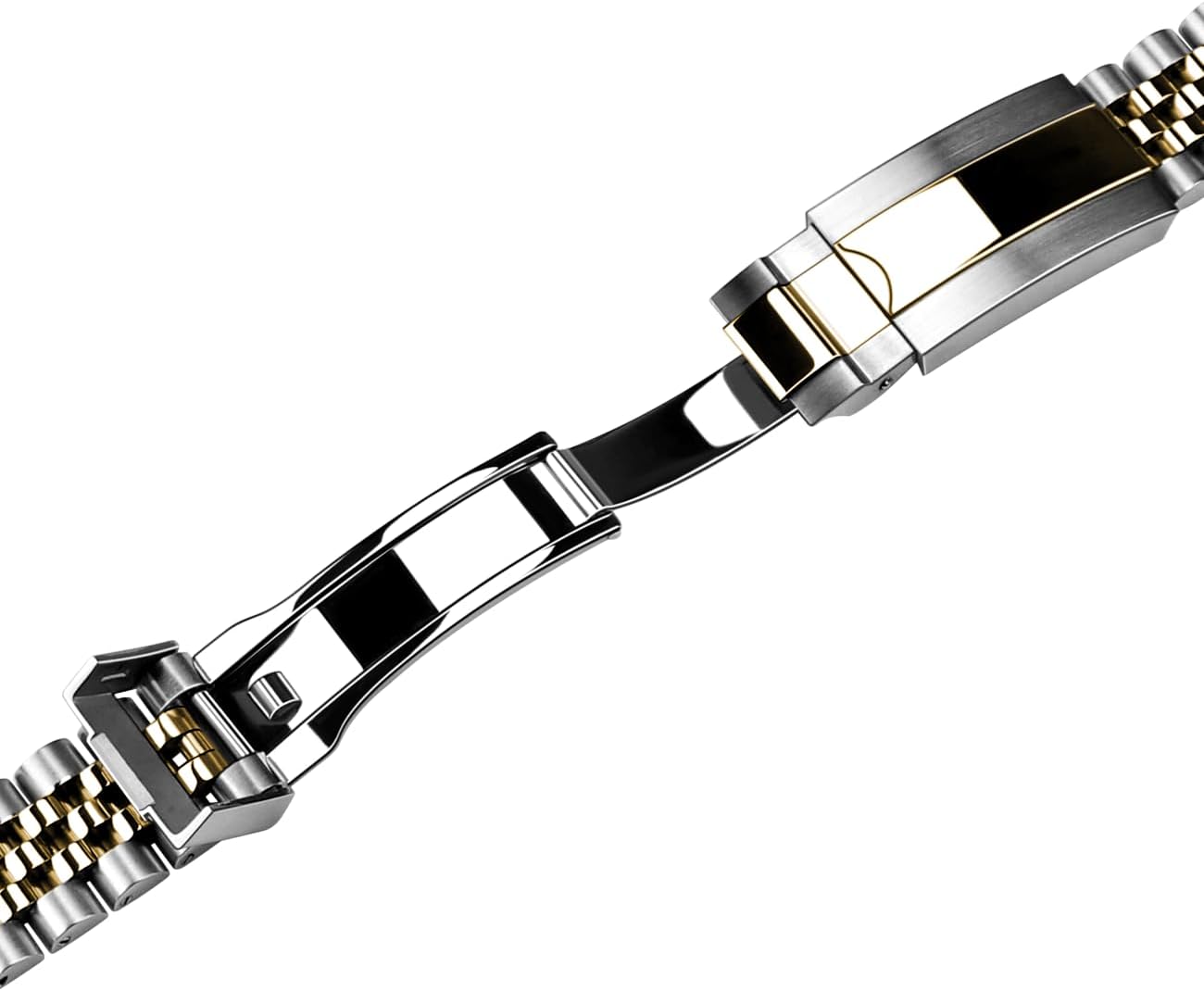 Kai Tian 20mm 22mm Stainless Steel Watch Band, Screw-In Quick Release Jubilee Watch Bracelet for Men Women with Diving Deployment Buckle Silver Gold