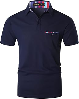 Polo Men's Short Sleeve Striped Colorful Basic Slim Fit Golf T-Shirt with Pocket
