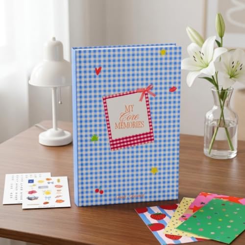 Image of Sunshine Club Aesthetic Junk Journaling & Scrapbook Kit | A5 Premium Notebook | 3 Playful Sticker Sheets | 25 Colourful Scrap Paper Sheets | 4 Note Cards | Perfect for Gifting (Blue)