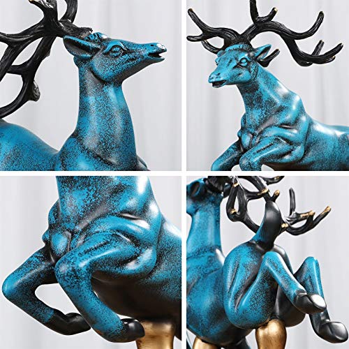 Cerf statue de table dorée et sculpture de décoration feng shui pour salon moderne