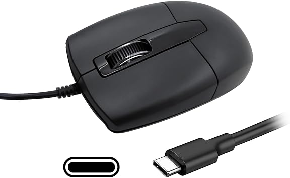 USB C Wired Mouse, Type C Optical Mouse, Portable Silent Comfortable, for Laptop, Mac, MacBook, Android, PC, Black