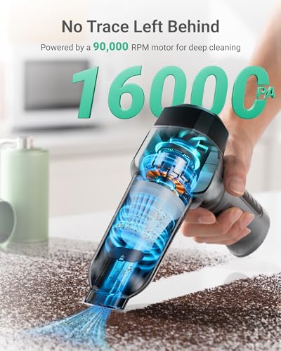 XCOOL Handheld Vacuum Cordless, 12000PA Car Vacuum Cleaner High Power, Small Vacuum Cleaner Portable, 0.8lb Ultra-Light, 4-in-1 Versatile Rechargeable Handheld Vacuum for Car, Home, Pet Hair Cleaning - Image 2