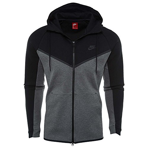 Nike Mens Sportswear Tech Fleece Windrunner Hooded Sweatshirt (Black/Charcoal Heather, XX-Large)