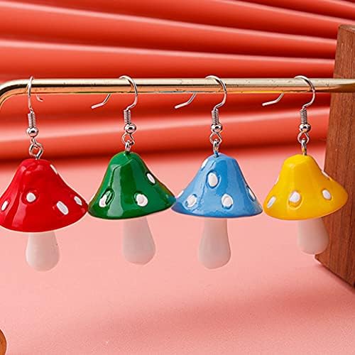 Holibanna 4 Pair Sweet Fresh Mushroom Dangle Earrings Drop Colorful Charm Earrings Ear Pendants Women Jewelries
