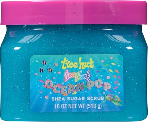 Image of Lisa Frank x Tree Hut Ocean Pop Body Scrub, Exfoliating & Hydrating Sugar Scrub with Shea Butter & Essential Oils, Smooth Skin, Body Exfoliator For All Skin Types, Self Care Gifts for Women, 18 Oz