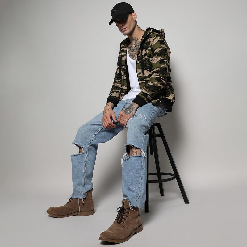Image of CAHOOT Men's Jacket With Insert Pocket For Casual Wear | Hooded Neck | Long Sleeve | Zipper Closure | Polyester Jacket Crafted With Comfort Fit For Everyday Wear