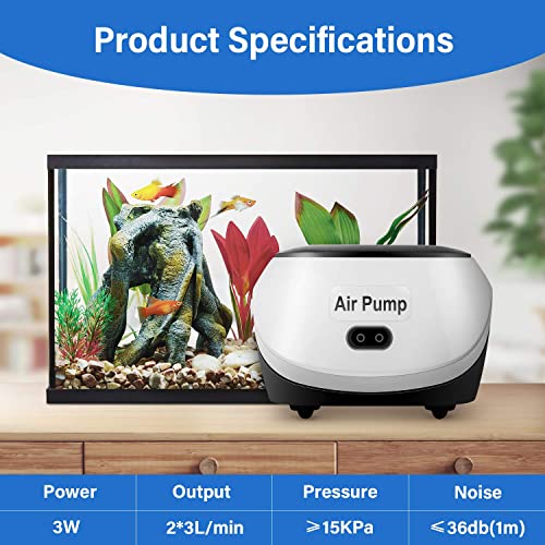 Image of Simple Deluxe Aquarium Air Pump 40 GPH 2.5W for Fish Tank, Fountain, Hydroponics