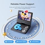 WOLFANG 9.5" Portable DVD Player for Kids and Car Travel with 7.5" HD Swivel Screen, 4-6 Hours Battery Life, Region Free, Stereo Speaker, Headphone/Sync TV/USB/SD Card Support [No Blu-ray Support] - Image 3