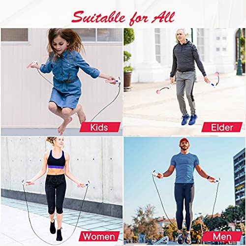 Image of Jump Rope, Weighted Jump Rope for Fitness, Skipping Rope with Counter - Heavy Handles, Adjustable Length - Cordless Jumping Rope for Men Women Kids Fitness Exercise Training