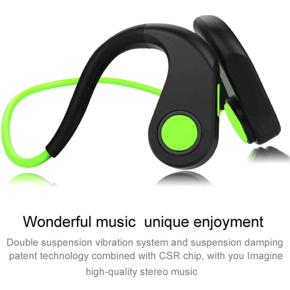 Auricolari Bluetooth Wireless Sport Auricolari Microfono Impermeabile NFC Conduzione Ossa Auricolare Bluetooth CSR8635 V4.2+EDR Outdoor Sport Headset Mic Box (verde)