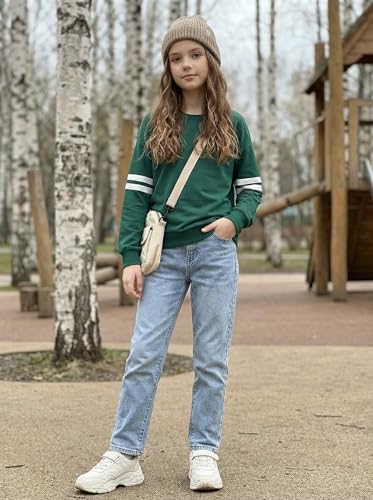 Image of SELINK Girls Big Kids Long Sleeve Striped Color Block Pocket Tees