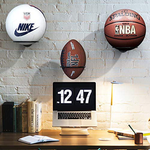 Suchek Metal Ball Holder Rack Wall Mounted, Display Wall Storage For Soccer, Basketball, Volleyball, Rugby, Football (2 Pieces, Black) #TOP3