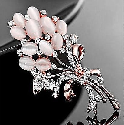 Image of Large Brooch Pin Austrian Crystal Leaf Shape Bouquet Rhinestone Scarf Decoration Wreath Cloth Brooches Pins For Women Girls