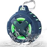 XLEADER X8, Upgraded, Portable Bluetooth Speaker, Certified IP67 Waterproof Shower Speaker, Silicone Case, 10W Bass, 24Hrs Playtime, Small, Floating, RGB Lights, Clip, for Pool Beach Kayak, Sea Blue