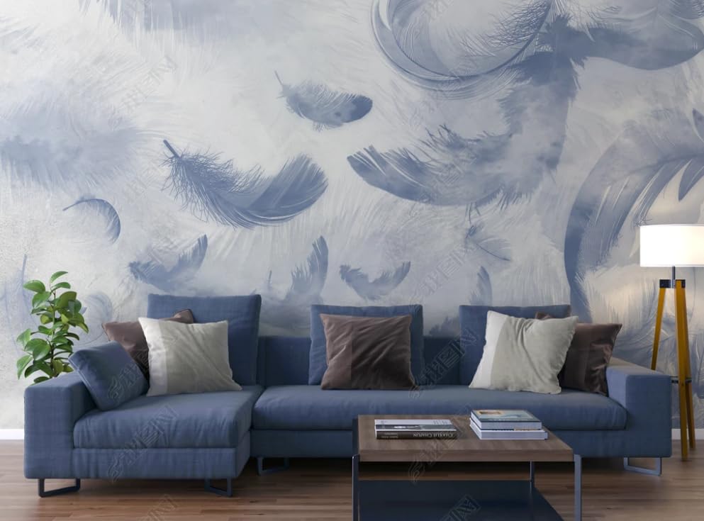 Papier peint intissé plumes dessinées à la main 400x280 cm poster géant mural pour salon