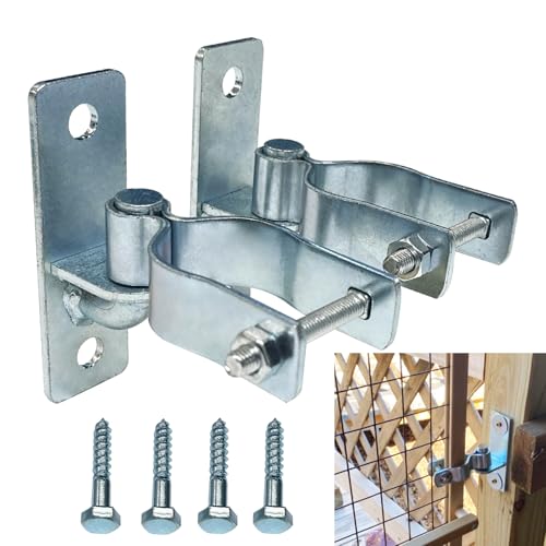 VICOVITER 2Pcs Heavy Duty Gate Hinges 1-3/8 Wall Mount Hinge for Chain Link Fence & Wood Gate Steel Outdoor Gate Hardware Farm Gate Hinges & Fence Parts