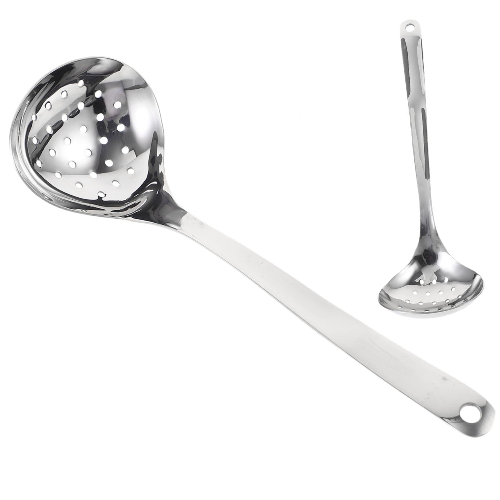 MOLUCKFU Stainless Steel Serving Spoons Set Large Size Reusable Slotted Utensils Family Dinner Party Hotel