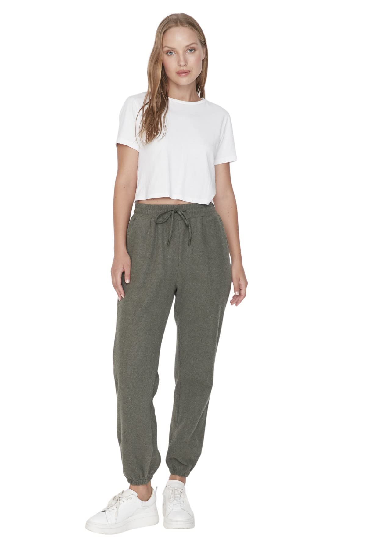 Trendyol Women Loungewear Normal Waist Skinny fit Relaxed Tracksuit Bottoms Khaki