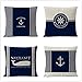 ZYFSKR Kissenbezüge Baumwolle Und Leinen Zierkissenbezüge Outdoor Lounge Kissen Nautischer Kissenbezug Für Sofakissen Dekokissen 4 Stück 45X45Cm