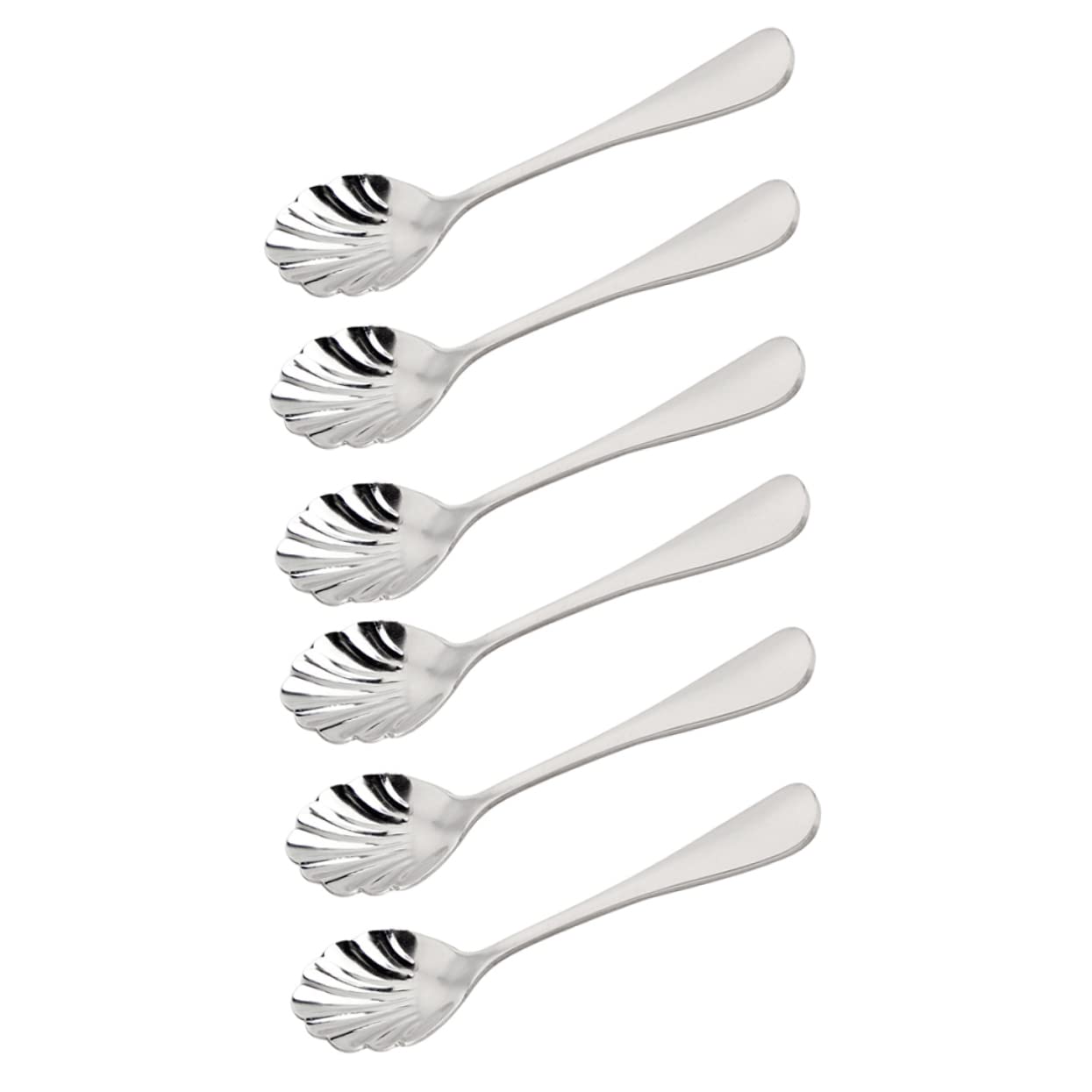 GRIRIW 6Pcs Elegant Flower Shaped Dessert Spoon Stainless Spoons for Home Kitchen Restaurant Use for Soups Ice More