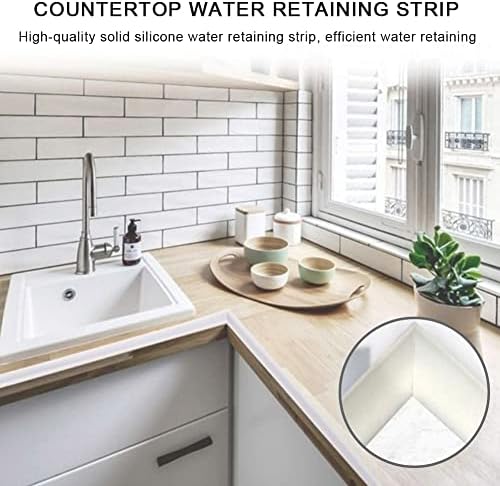 39Inch/1M Shower Threshold Water Barrier, Wet Room Bathroom Kitchen Floor Water Dam, Shower Tray Sealing Strip, Sink Bathtub Countertop Water Retaining Strip, Water Stopper Strip