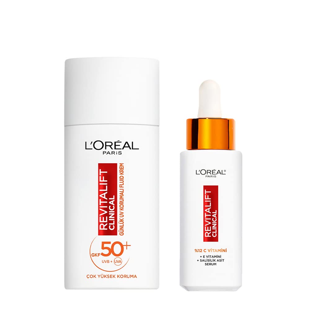 L’Oréal Paris Revitalift Clinical%12 Saf C Vitamini Aydınlatıcı Serum & Spf 50+ Uv Korumalı Yüz Güneş Kremi 50ml