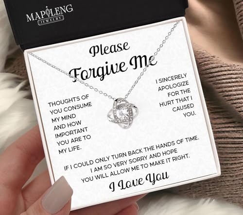 I'm Sorry Necklace Gifts With Message Card And Gift Box, I'm Sorry Gifts For Her, Im Sorry Love Knot Necklace For Her, I Love You I'm Sorry Gift, I’m Sorry Gift For Wife, Girlfriend Apology Gift2